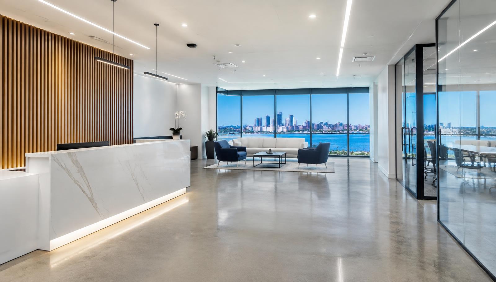 Modern San Diego commercial facility with bright LED lighting